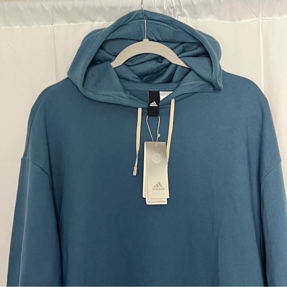 Adidas Hoodie Blue Oversized Straight Hem Knit Small NWT's - Picture 7 of 7